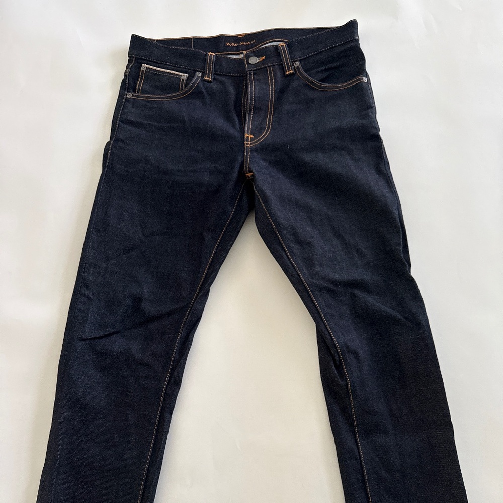 Nudie Jeans Lean Dean Slim Tapered – Dry Japanese Selvedge – Dark Blue – 32W